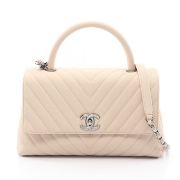 CHANEL Coco Top Handle 29 Flap V Stitch Chevron chain shoulder Handbag A9299