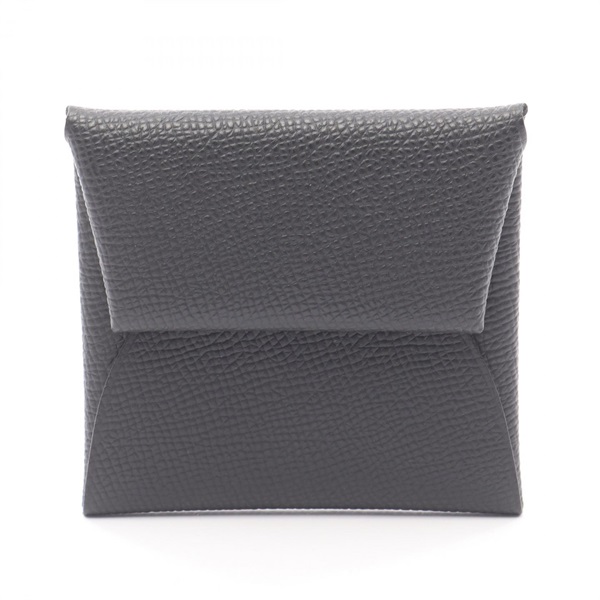 HERMES Bastia Coin purse case Wallet Epsom leather Black SHW Used Women