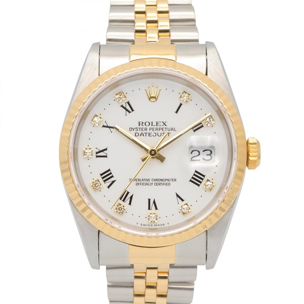 ROLEX Datejust 10P Diamond S Wrist Watch 16233G Automatic 18KYG Gold SS Used