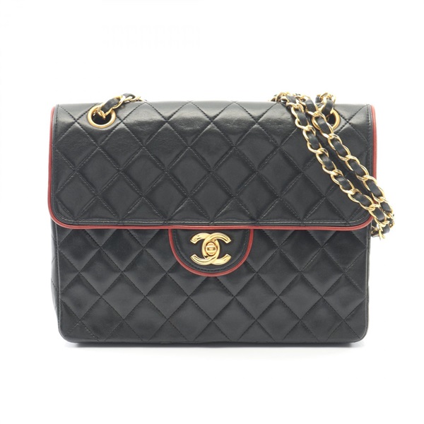CHANEL Matelasse Chain Shoulder Bag Lambskin Black GHW Used Women