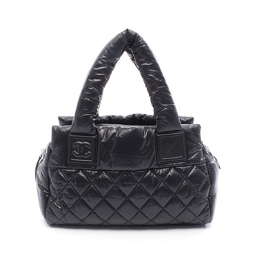 CHANEL Coco Cocoon Handbag Nylon leather Black SHW Used Women Coco CC