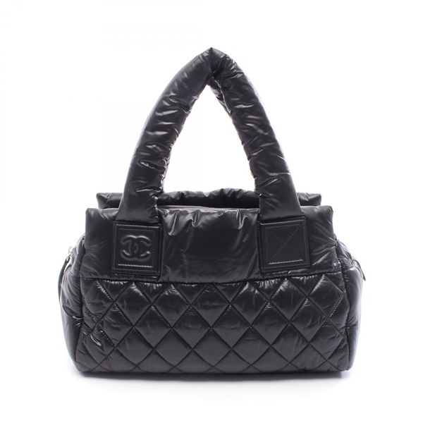 CHANEL Coco Cocoon Handbag Nylon leather Black SHW Used Women Coco CC