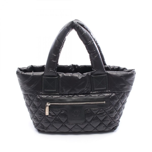 CHANEL Coco cocoon Small Tote Handbag A48610 Nylon leather Black Bordeaux SHW