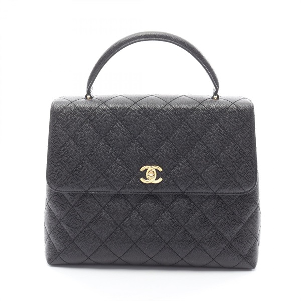 CHANEL Matelasse Handbag leather Grained calfskin Black GHW Used Women Coco CC