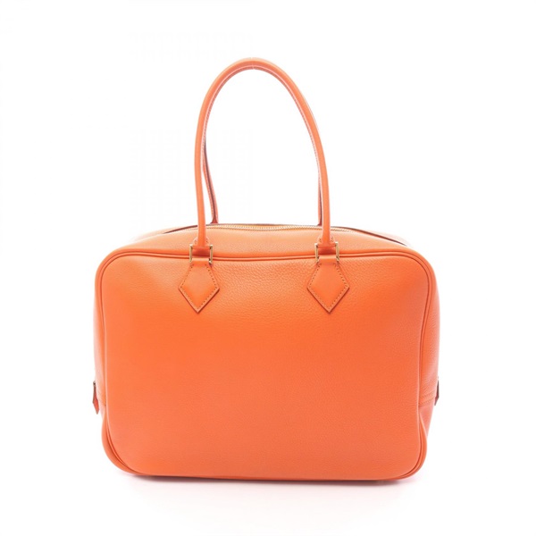 HERMES Plume 32 Handbag B Taurillon Clemence leather Orange Used Women GHW