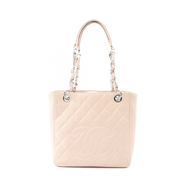 CHANEL Matelasse PST Chain Shoulder Tote Bag leather Grained calfskin Pink Used