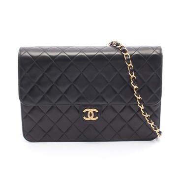 CHANEL Matelasse Chain Shoulder Handbag Lamb leather Black GHW Used Women CC