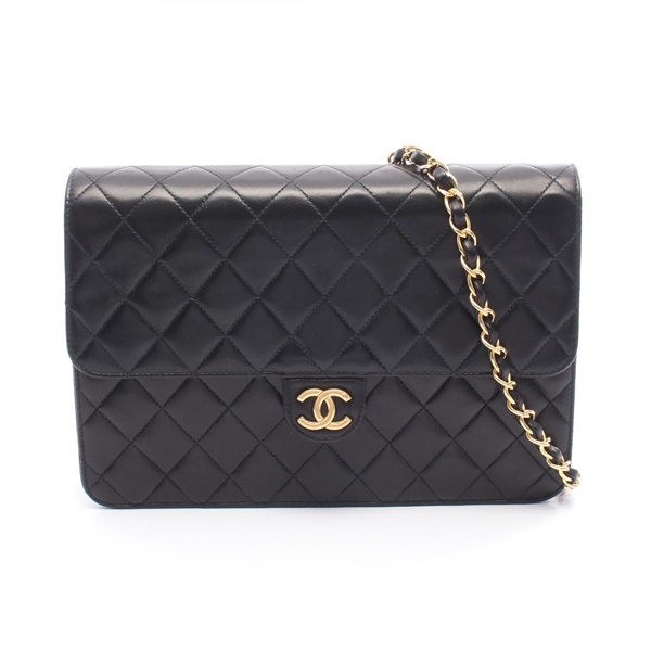 CHANEL Matelasse Chain Shoulder Handbag Lamb leather Black GHW Used Women CC