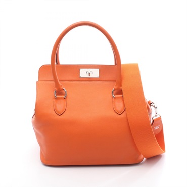 HERMES Toolbox 26 shoulder Handbag T Evercolor leather Orange poppy Used SHW