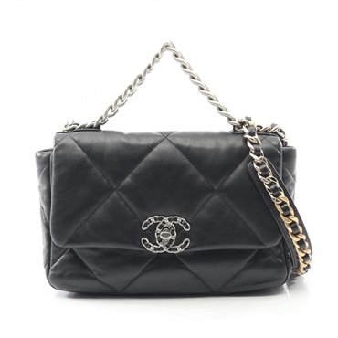 CHANEL 19 Dix-neuf Matelasse Crossbody Chain Shoulder Bag AS1160 Lambskin Black