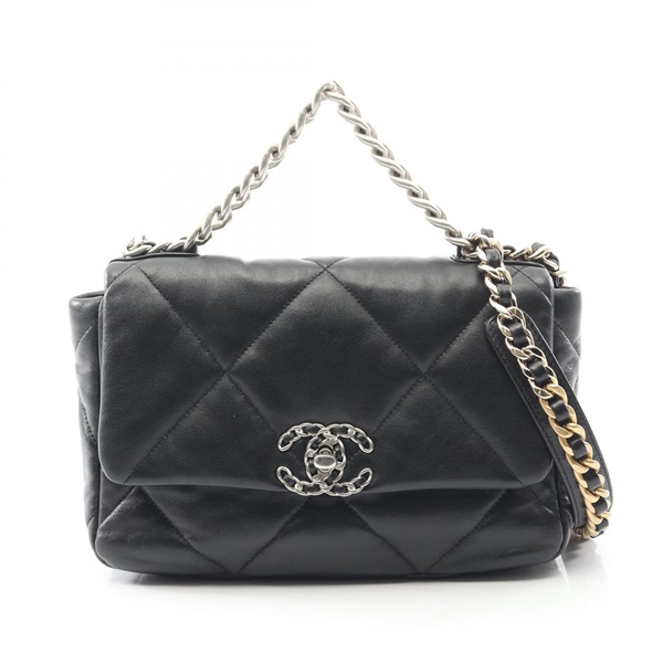 CHANEL 19 Dix-neuf Matelasse Crossbody Chain Shoulder Bag AS1160 Lambskin Black