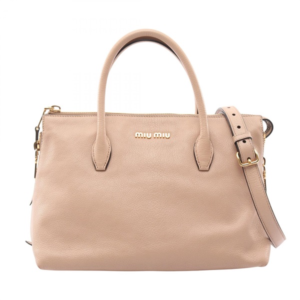 Miu Miu MADRAS shoulder crossbody Handbag leather pink Beige Used Women