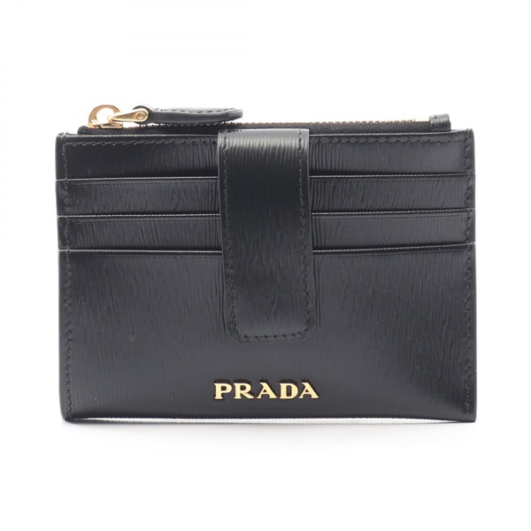 PRADA VITELLO MOVE Coin purse Card case holder 1MC026 leather Black Used Women
