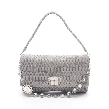Miu Miu Materasse Shoulder clutch hand Bag bijoux RP0169 leather Gray Used Women