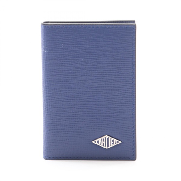 CARTIER Lozange 4 Card Holder Case leather Blue Used mens