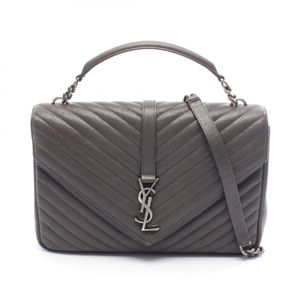 SAINT LAURENT PARIS Classic Monogram Shoulder Handbag 392738 leather Gray Used