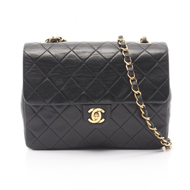 CHANEL Mini Matelasse 20 Chain Shoulder Crossbody Bag leather Black GHW Used CC