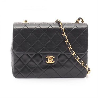 CHANEL Mini Matelasse 20 chain crossbody Shoulder Bag Lambskin Black Used GHW