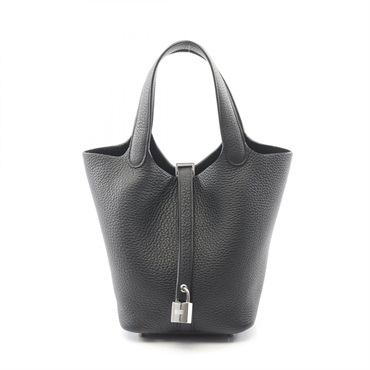 HERMES Picotin Lock PM Tote Handbag B 056289CK Clemence leather Black SHW Used
