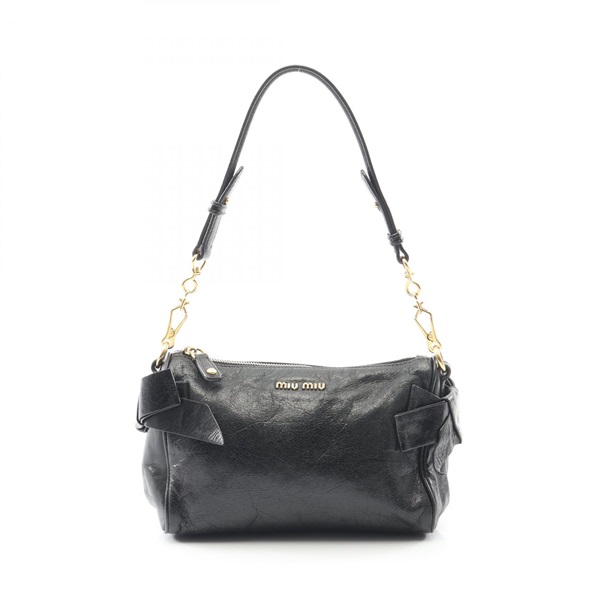 Miu Miu Accessory pouch chain shoulder Handbag leather Black Used Women