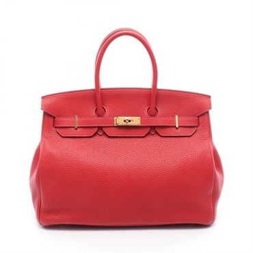 HERMES Birkin 35 Handbag Q 025791CC Taurillon Clemence Rouge casaque Used GHW