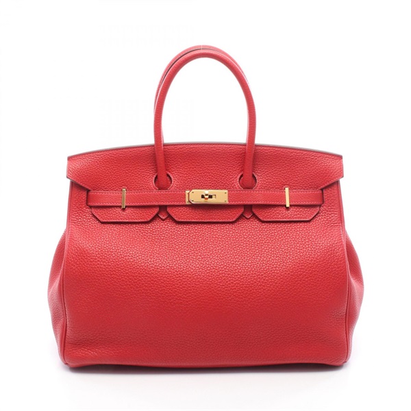 HERMES Birkin 35 Handbag Q 025791CC Taurillon Clemence Rouge casaque Used GHW