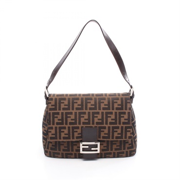 FENDI Zucca Mamma bucket Shoulder Bag 26325 canvas leather Brown Used Women