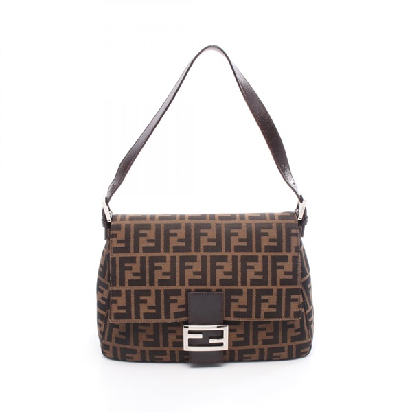 FENDI Zucca Mamma bucket Shoulder Bag 26325 canvas leather Brown Used Women