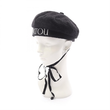 PATOU Hat beret AC0020134999B Nylon cotton Black Used Women