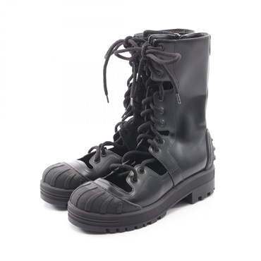 Christian Dior lace-up Boots Shoes KCI674ACA leather Black Used Women #36 1/2