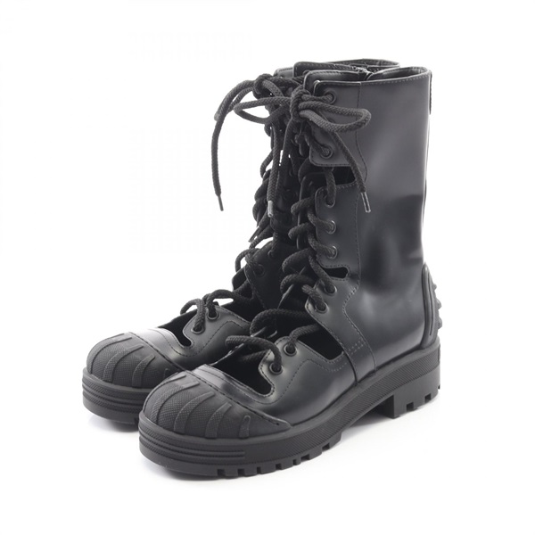 Christian Dior lace-up Boots Shoes KCI674ACA leather Black Used Women #36 1/2