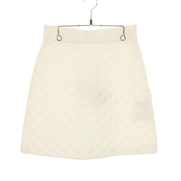 FENDI quilting mini skirt #40 jupe silk White Used Women