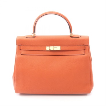 HERMES Kelly 35 Shoudler Handbag X Togo leather Orange Terre battue GHW Used