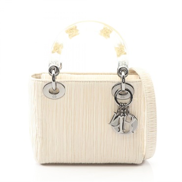 Christian Dior Lady Dior Mini Shoulder Handbag crossbody Fabric Beige Used Women