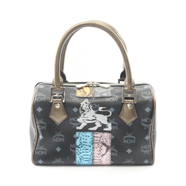 MCM Vicetos small Boston-style Handbag leather Black Multicolor Used Women
