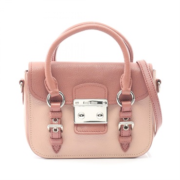 Miu Miu Madras Pochette Shoulder crossbody Hand bag RN1020 leather Pink Used