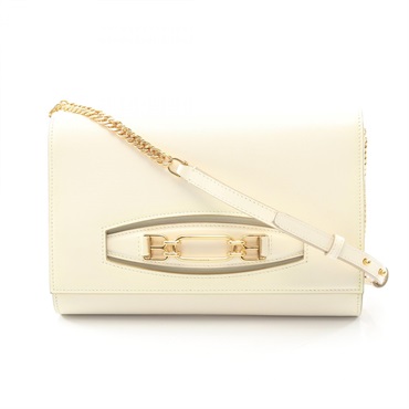 BALLY Chain Shoulder Crossbody Bag leather White Used Women