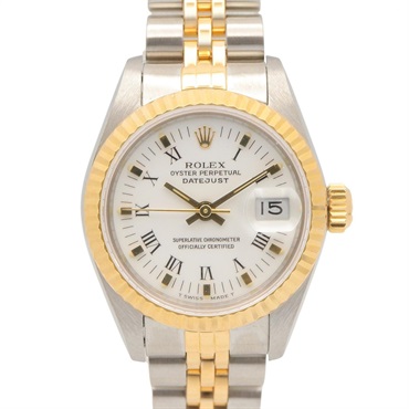 ROLEX Datejust L White Roman Wrist Watch 69173 Automatic 18KYG SS Used Women
