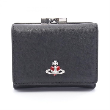 Vivienne Westwood SMALL FRAME WALLET L0040N402 Saffiano leather Black NEW Women