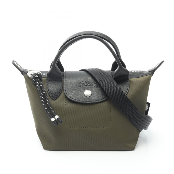 Longchamp Le Pliage Energy XS Shoulder Handbag Q canvas leather Khaki Black NEW