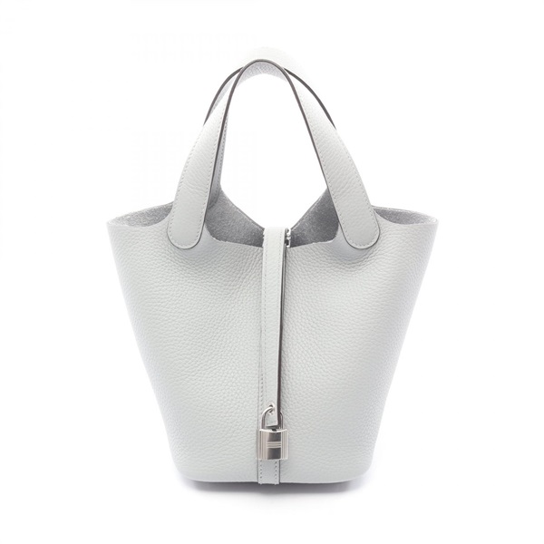 HERMES Picotin Lock PM tote Handbag K Taurillon Clemence Blue glacier SHW