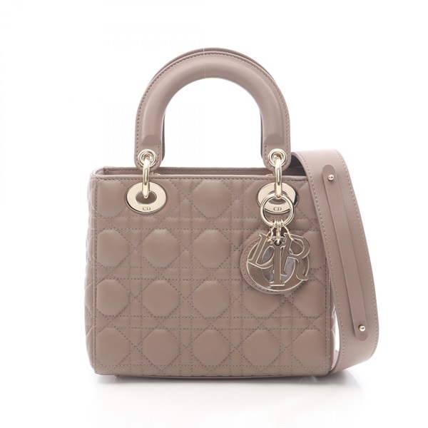Christian Dior Lady Dior Small Cannage crossbody tote Handbag leather Beige Used