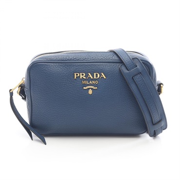 PRADA Shoulder crossbody Bag leather Blue Used Women
