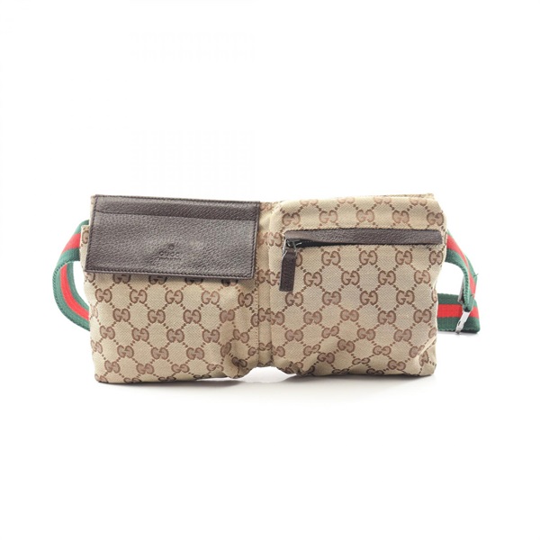 GUCCI Waist belt Bum bag 28566 canvas leather Beige Brown GG Used unisex