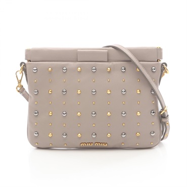 Miu Miu Shoulder crossbody Bag studs leather Beige Used Women