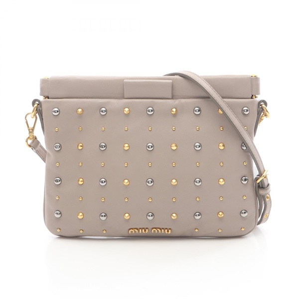 Miu Miu Shoulder crossbody Bag studs leather Beige Used Women