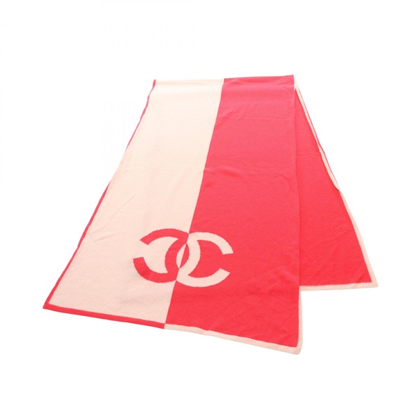 CHANEL COCO Mark stole scarf wrap echarpe cashmere Pink Used Women CC