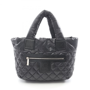 CHANEL Coco Cocoon Small Tote Handbag A48610 Nylon leather Black Used Women CC