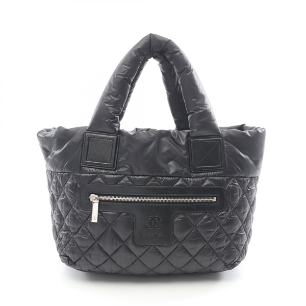 CHANEL Coco Cocoon Small Tote Handbag A48610 Nylon leather Black Used Women CC
