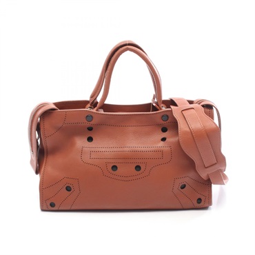 BALENCIAGA BLACKOUT CITY S Shoulder Crossbody Handbag leather Brown Used Women